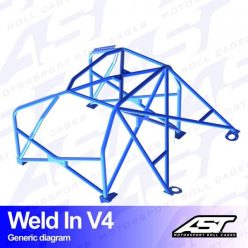   Roll Cage Renault Megane (Phase 2) 3-doors Hatchback WELD IN V4