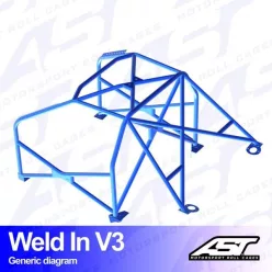 Roll Cage SEAT Arosa (6H) 3-doors Hatchback WELD IN V3