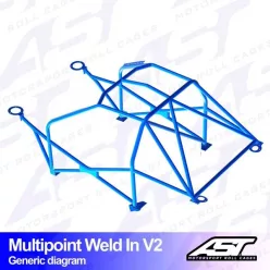   Roll Cage BMW (E46) 3-Series 3-doors Compact RWD MULTIPOINT WELD IN V2