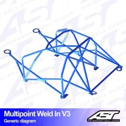   Roll Cage PORSCHE 968 (1992-1995) 3-doors Coupe RWD MULTIPOINT WELD IN V3