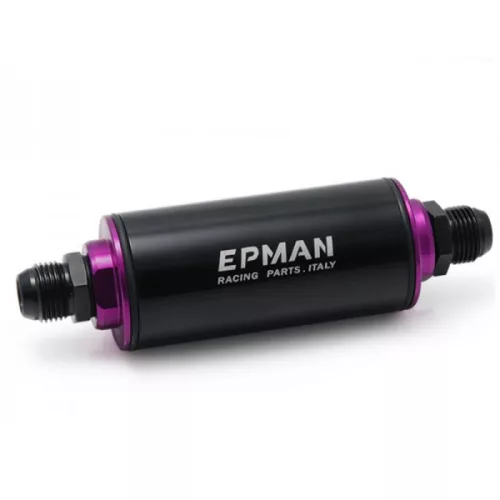 EPMAN racing in-line fuel filter AN10 black with Stainless Steel (100 Micron) filter