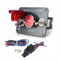   Switch panel with start button + 1 cover and 1 rocker switch - Carbon style
