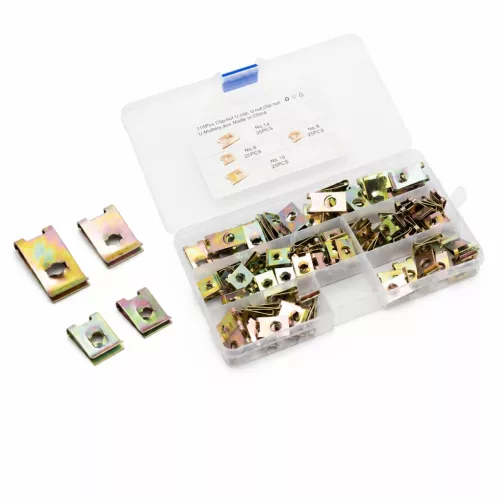 EPMAN 110pc U-Type Clip Nut Assortment for Trim and Panel Fastening – No.6/No.8/No.10/No.12