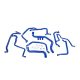 Silicone Coolant Hoses for Renault Megane 225 and 230-Hose Clamp Kit Without Hose Clamps-Colour Blue Hoses