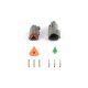 Set of plugs and pins matching Deutsch DT-3 connectors (DT06-3S + DT04-3P) - (13 Amps)
