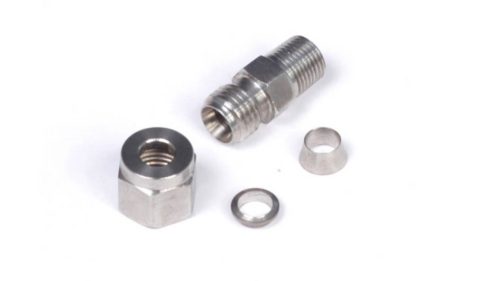 Set of spring-loaded 1/4 inch stainless steel connectors - 1/8 inch NPT threads