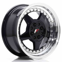   JR Wheels JR6 15x7 ET35 4x100/114 Glossy Black w/Machined Lip
