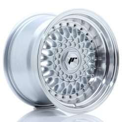   JR Wheels JR9 15x9 ET10 4x100/108 Silver w/Machined Lip+Silver Rivets