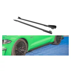   Diffuser Ford Mustang VI GT Facelift Side Skirts Street Pro v.1 Black-Red + Gloss Flaps