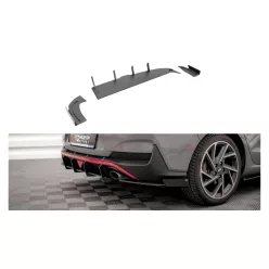   Splitter Hyundai I30 Fastback N-Line III Facelift Rear Side Street Pro Black + Gloss Flaps