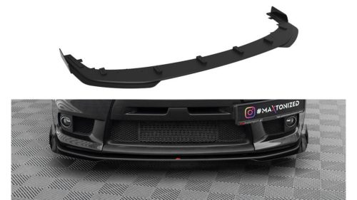 Splitter Mitsubishi Lancer EVO X Front Street Pro Black-Red + Gloss Flaps