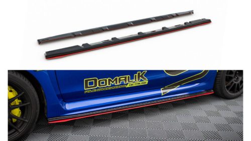 Diffuser Subaru WRX STI Side Skirts v.2 Gloss Black + Red