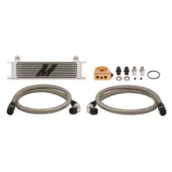 Universal Thermostatic Oil Cooler 10 Row Silver Mishimoto