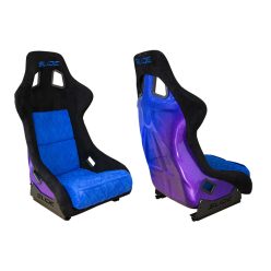   Racing seat SLIDE KS2 Premium Black & Quilted Blue Suede Purple-Blue Glitter