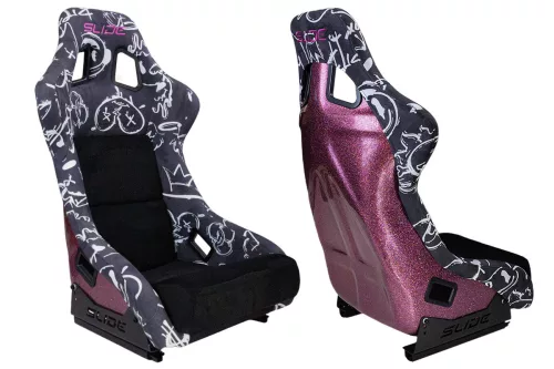 Racing seat SLIDE KS2 Premium Black & Spray Graffity Welur Pink Glitter