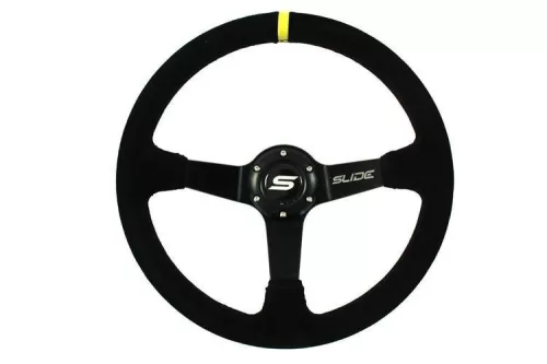 Steering wheel SLIDE 350mm offset:90mm Suede Yellow Strip