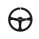 Steering wheel SLIDE 350mm offset:90mm Leather Yellow Strip