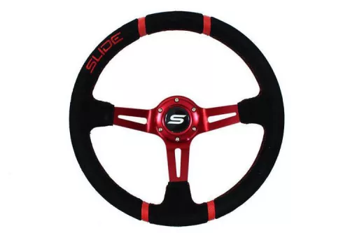 Steering wheel SLIDE 350mm offset:90mm Suede Red