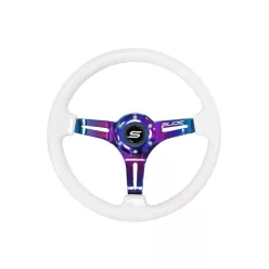   Steering wheel SLIDE 350mm offset:30mm NeoChrome Suede Silver Strip