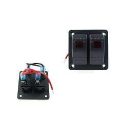 Alu panel switch, ON/OFFx2 Red