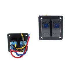 Alu panel switch, ON/OFFx2 Blue