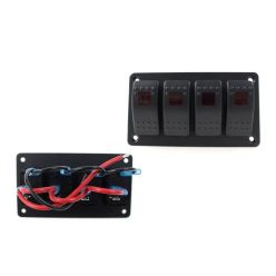 Alu panel switch, ON/OFFx4 Red
