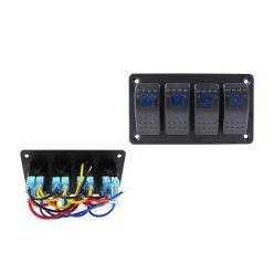 Alu panel switch, ON/OFFx4 Blue