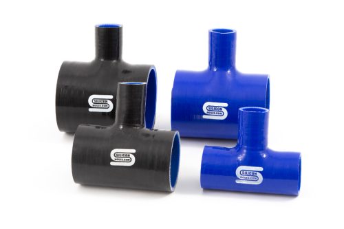60mm Silicone T-Piece-Colour Blue Hoses Colour Black Hoses