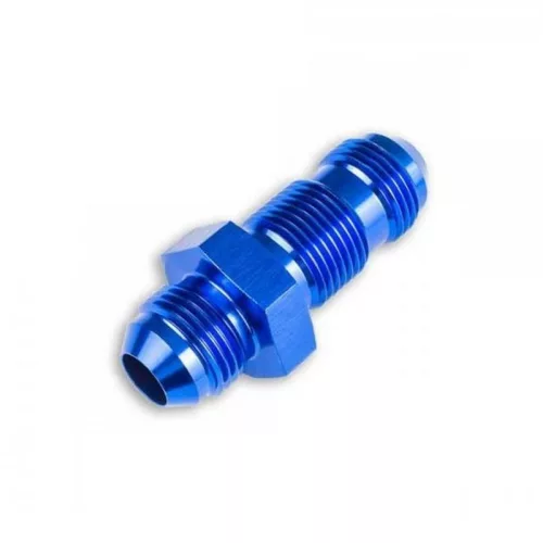AN4 straight bulkhead male hose fitting, blue