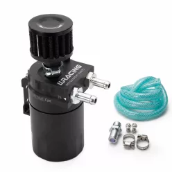   LLRacing Universal Baffled Aluminum Oil Catch Can with Breather Filter – Black