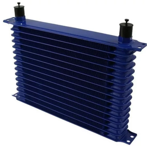 15-Row Race Line Aluminum Oil Cooler Radiator – AN10, Blue