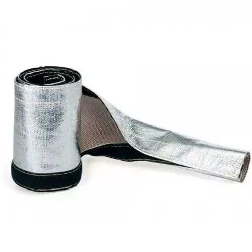 Aluminized insulated wire/hose heat shield sleeve with hook & loop closure – 0.75" (19.05 mm) ID × 6 ft (182 cm)