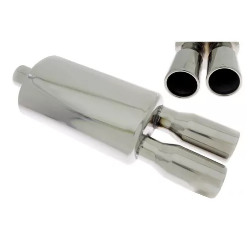 TurboWorks sport muffler 63 mm inlet, 2x77 mm outlet